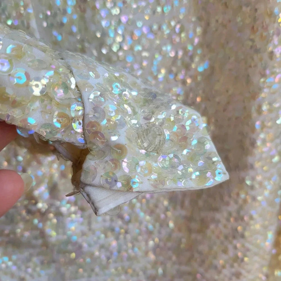Vintage Hark  Imports White Sequins Button Down Long Sleeves Shirt Top luxury - Picture 5 of 15